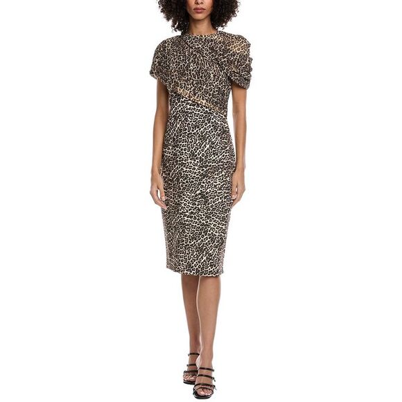 block print midi dress Ruffle Neck Floral Block Print Midi Dress